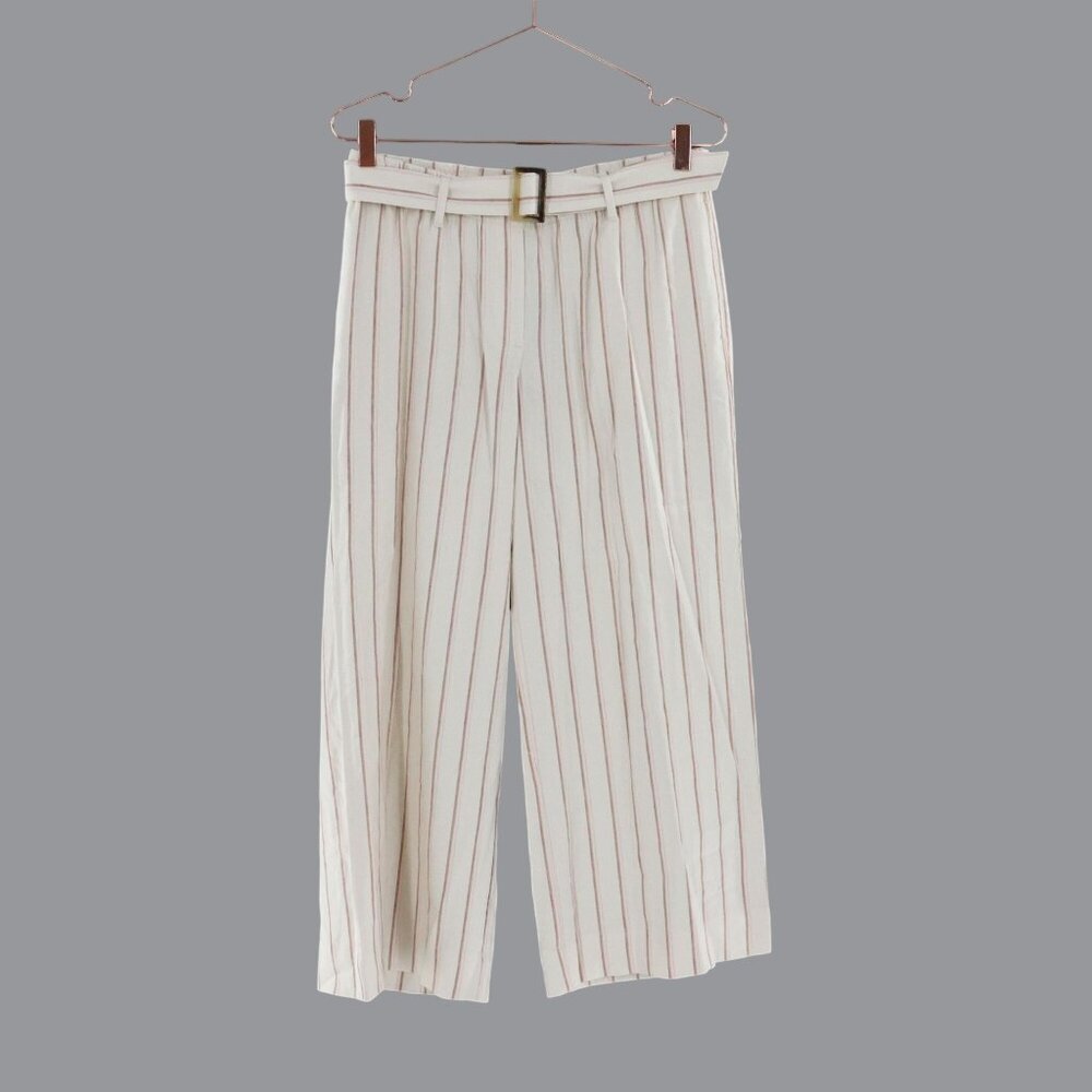 J Jill Linen Pants Women S White‎ Grannycore Capri Beachy Coastal Boho Lagom NWT